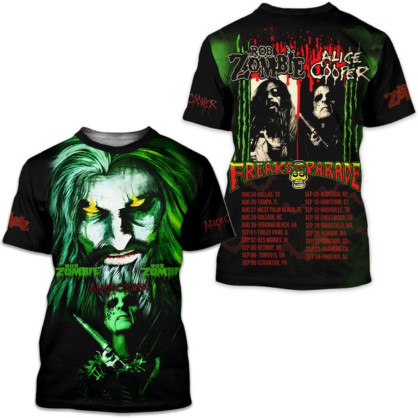 Rob Zombie And Alice Cooper Freaks On Parade Tour 3D Shirt-image