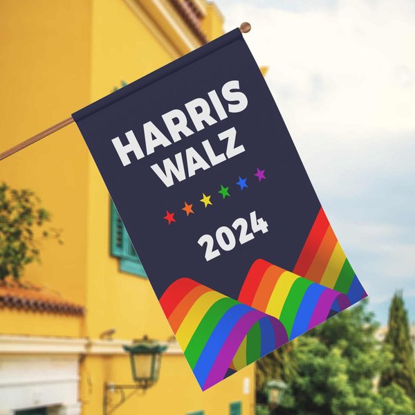Lgbtq Harris Walz 2024 For President House Flag, Progressives Vote Flag-image