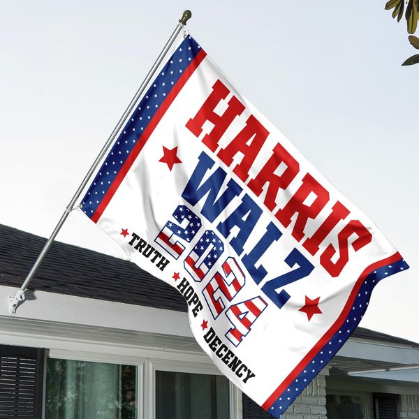 Harris Walz 2024 House Flag, Truth Hope Decency Flag, Election House Flag-image