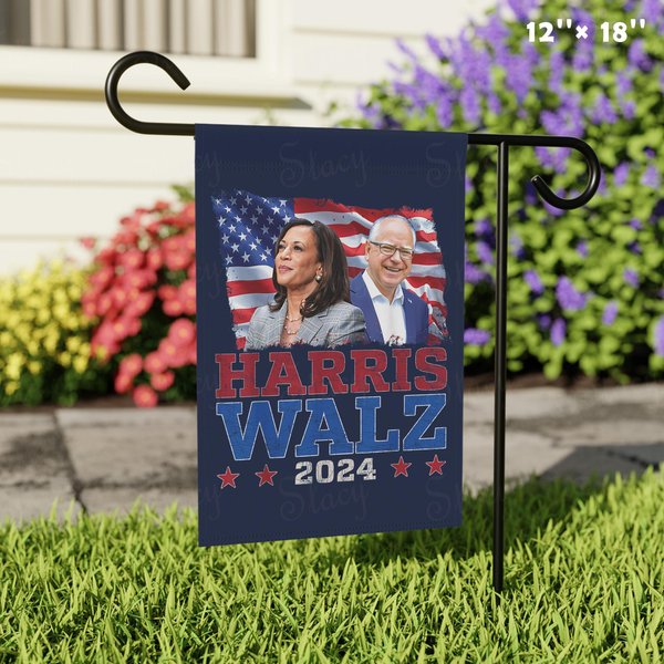Harris Walz 2024 Garden And House Flag, Kamala Harris For President Democrat Garden Sign-image