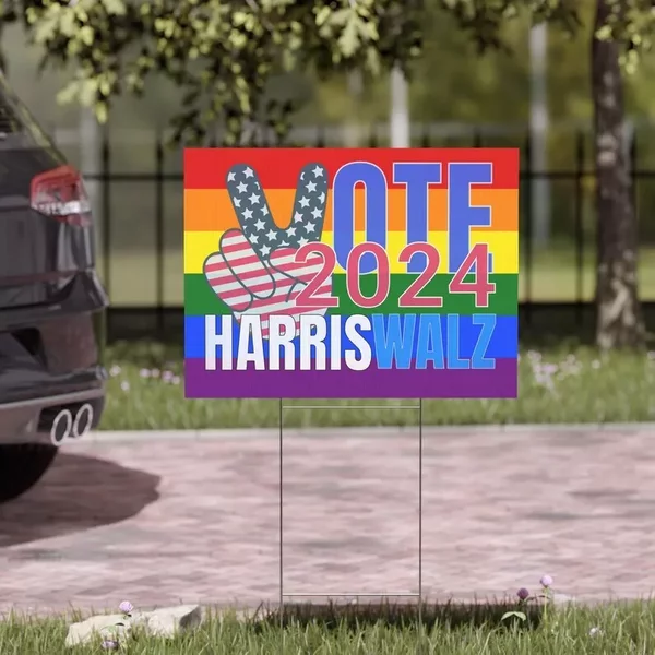 Peace Sign Vote 2024 Harris Walz Lgbt For Kamala Harris Yard Sign-image