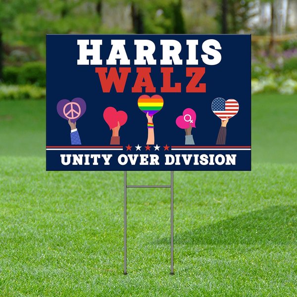 Harris Walz Unity Over Division Yard Sign, Political Yard Sign, Kamala Harris Yard Sign, Vice President Yard Sign, Tim Walz Yard Sign-image