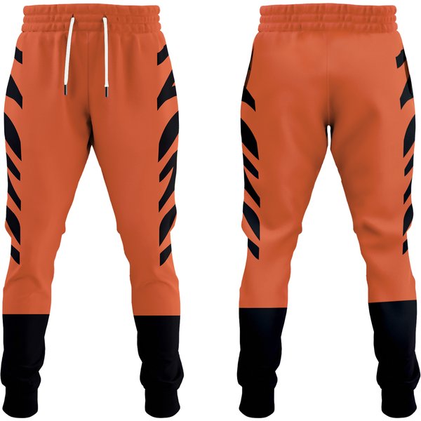 Cincinnati Men's Joggers/ Team Colors Orange With Black Tiger Stripes-image