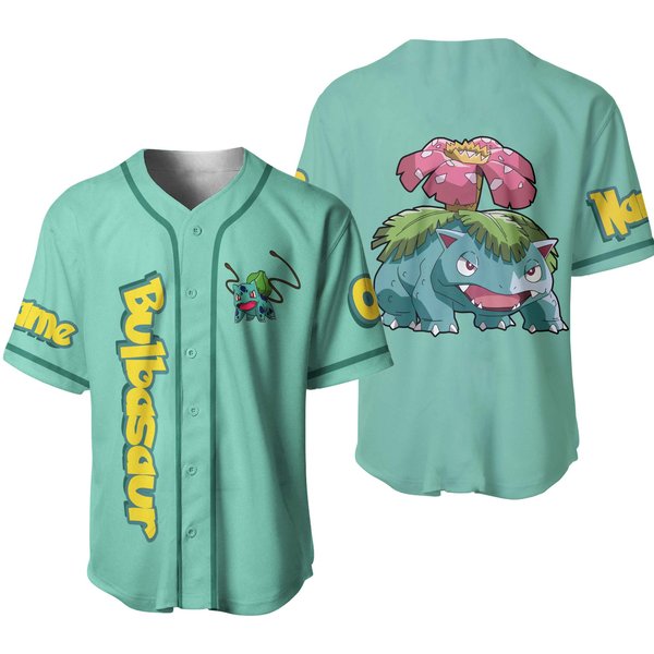 Custom Bulbasaur Pkm Jersey, Pkm Baseball Jersey, Bulbasaur Jersey-image