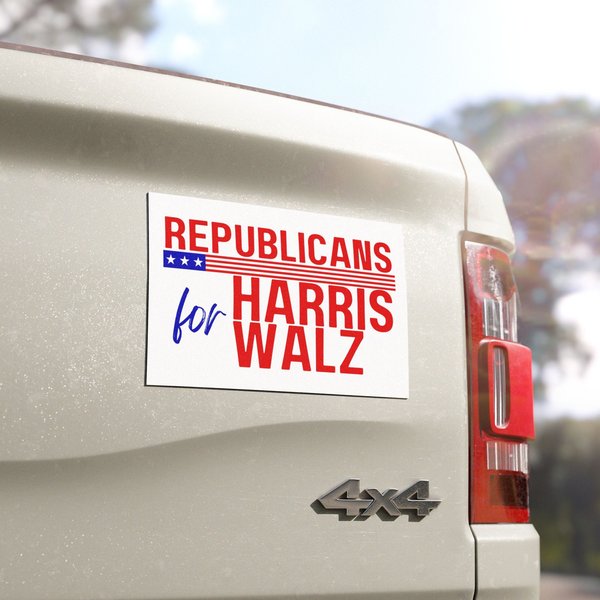 Republicans For Kamala Harris Walz For President 2024 Bumper Sticker Car Magnet