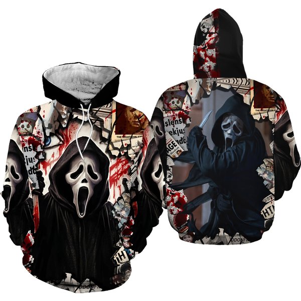 Horror Scream Ghostface Horror Killer Happy Halloween Hoodie 3D Printed-image