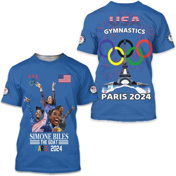 Simone Biles 2024 Olympic The Goat Paris 3D T-Shirt-image