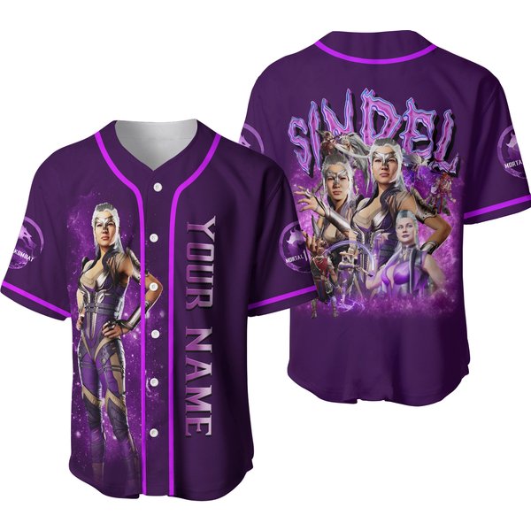 Sindel Mortal Kombat 1 90S Baseball Jersey, Bootleg Movie Fighting Games Vintage Baseball Jersey-image