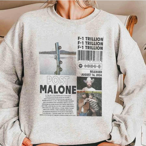 Post Malone Sweatshirts, F-1 Trillion Album Vintage Sweatshirts-image