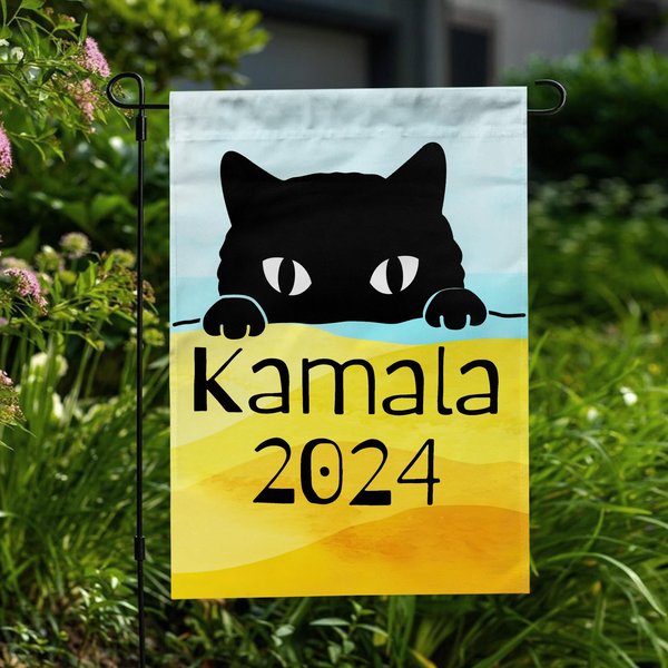 Harris Walz Election 2024, Kamala Black Cat Garden Flag
