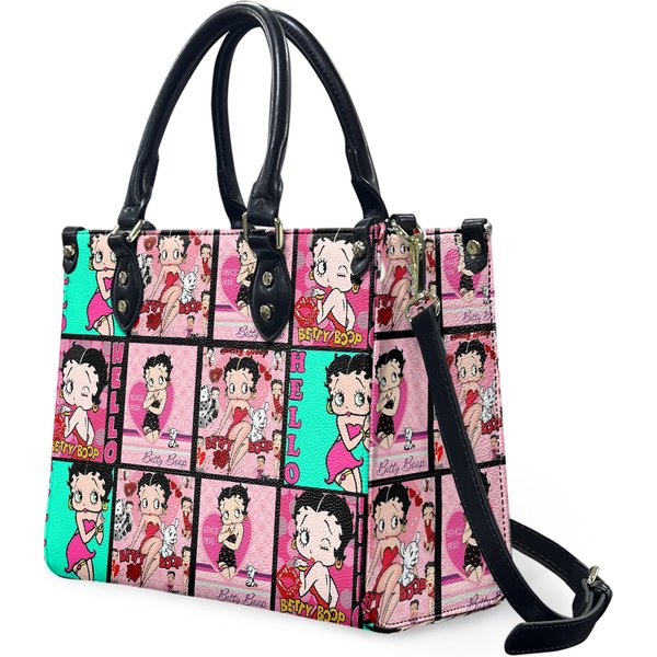 Betty Boop Leather Handbag & Wallet, Cartoon Women Leather Bag