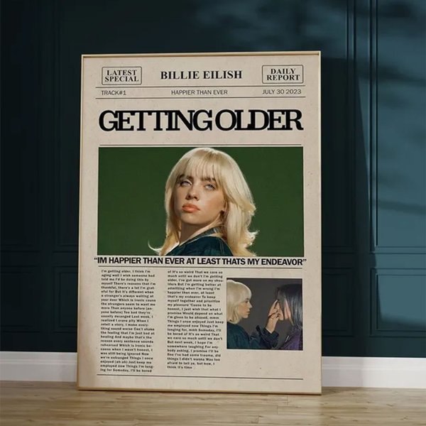 Billie Eilish Poster, Billie Eilish Album Cover, Happier Than Ever Poster-image