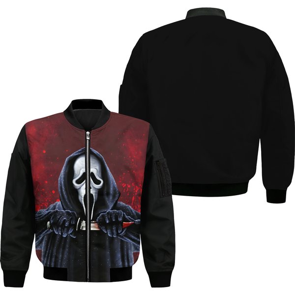 1990'S Horror Film Movie Wes Cravens Scream Ghostface Bomber Jacket-image