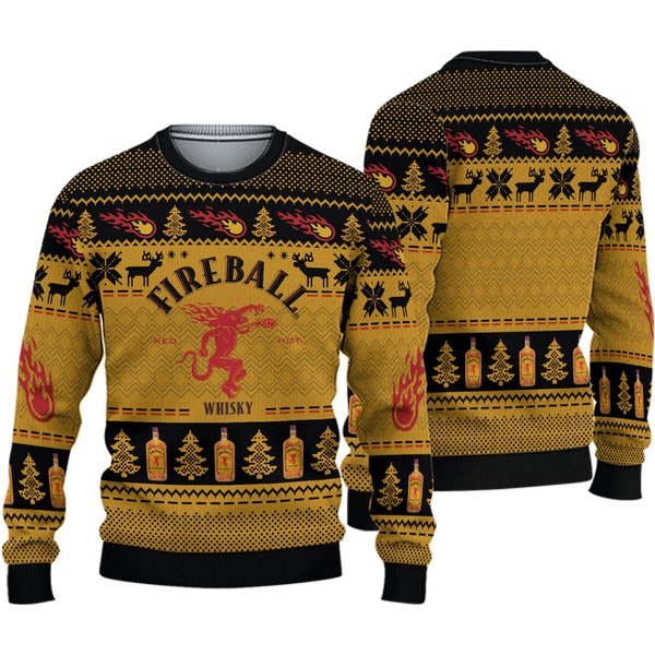 Fireballs Whiskey Christmas Ugly Sweater, Whiskey Ugly Sweater-image