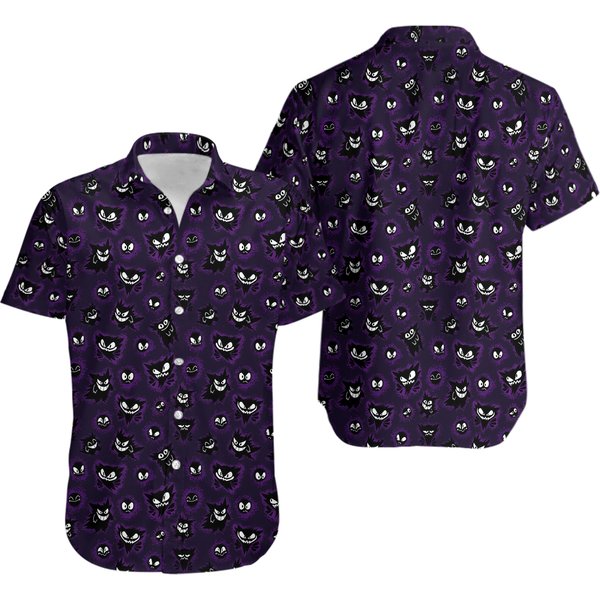 Gastly Haunter And Gengar Pkm Pattern Hawaiian Shirt Button Down Shirt-image
