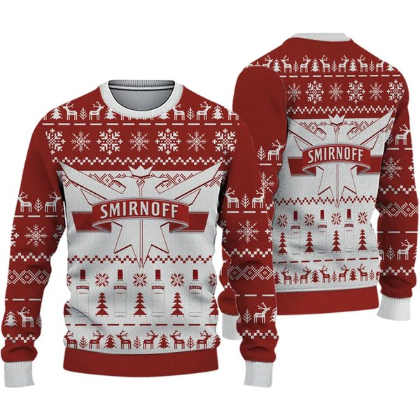 3D Smirnoff Ugly Sweater Beer Drinking Christmas 3D Sweater-image