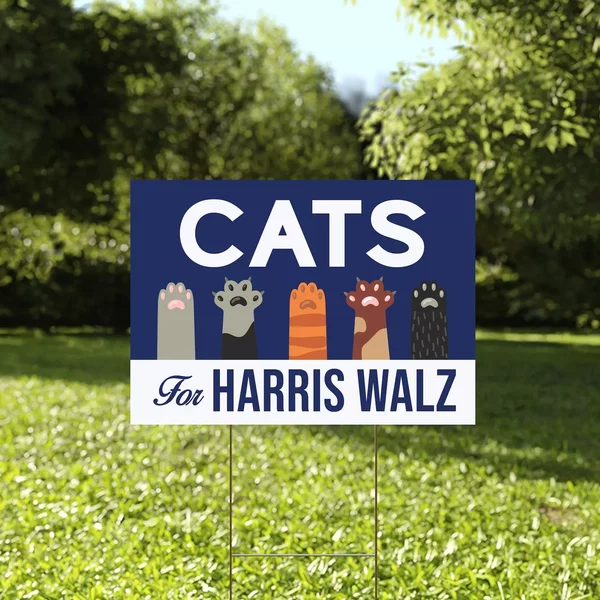 Cats For Harris Walz Female President Childless Cat Lady Harris 2024 Yard Sign-image