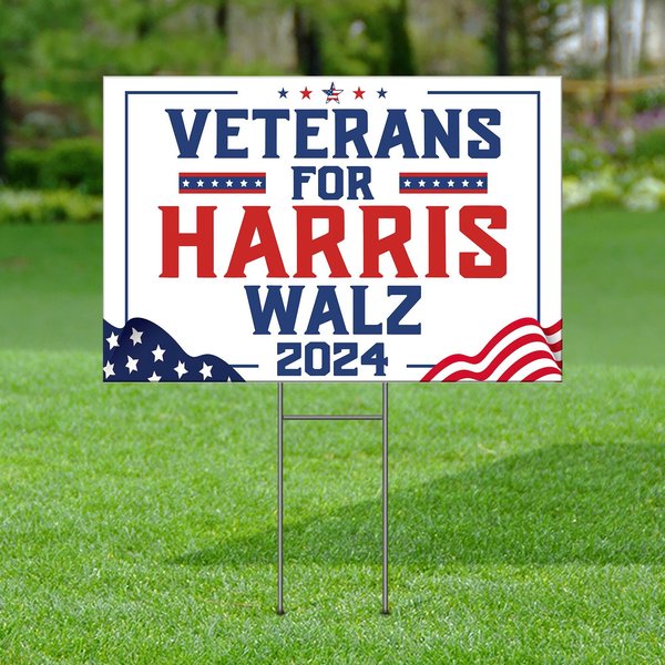 Veterans For Harris 2024 Yard Sign, Election Sign, Kamala Harris Walz Yard Sign-image