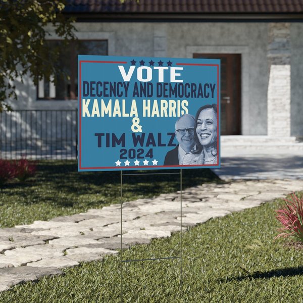 Vote Decency And Democracy, Harris Walz Lawn Sign-image