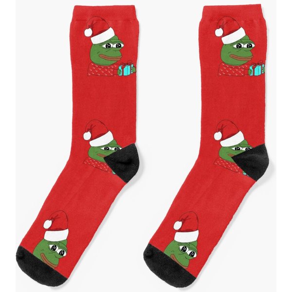 Xmas Pepe Socks, Meme Socks-image