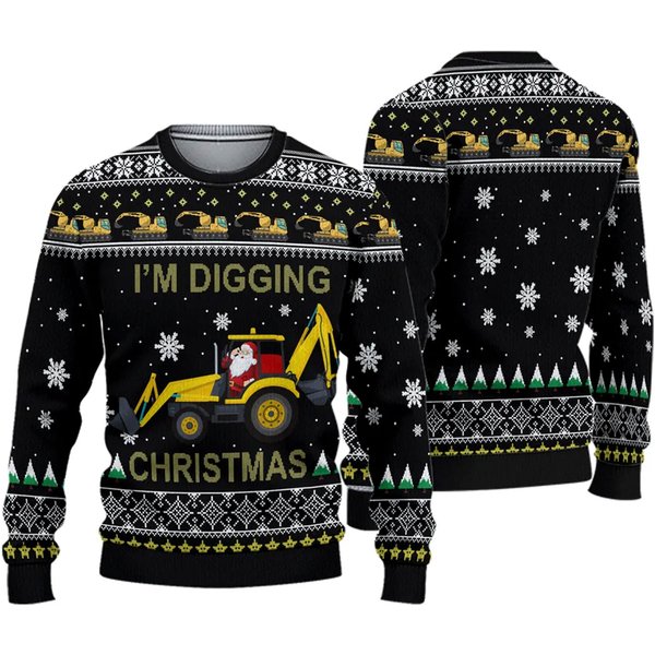 I'm Digging Christmas Ugly Knitted Christmas 3D Sweater-image