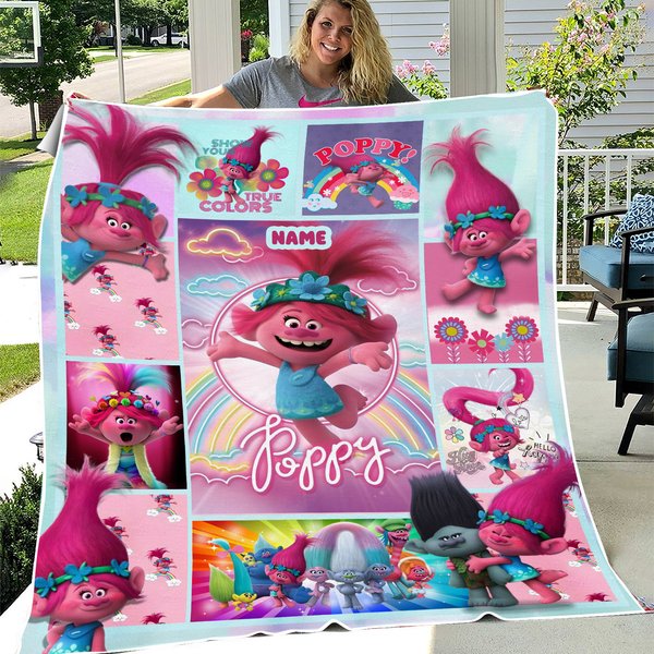 Personalized Name Trolls Fleece Blanket-image