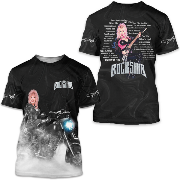 Dolly Parton 3D Shirt Dolly Parton Rockstar Motor Shirt Gift For Fans-image