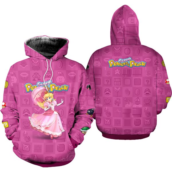Princess Peach Inspired 3D Shirt, 3D Princess Shirt, All Over Print Party Hoodie-image