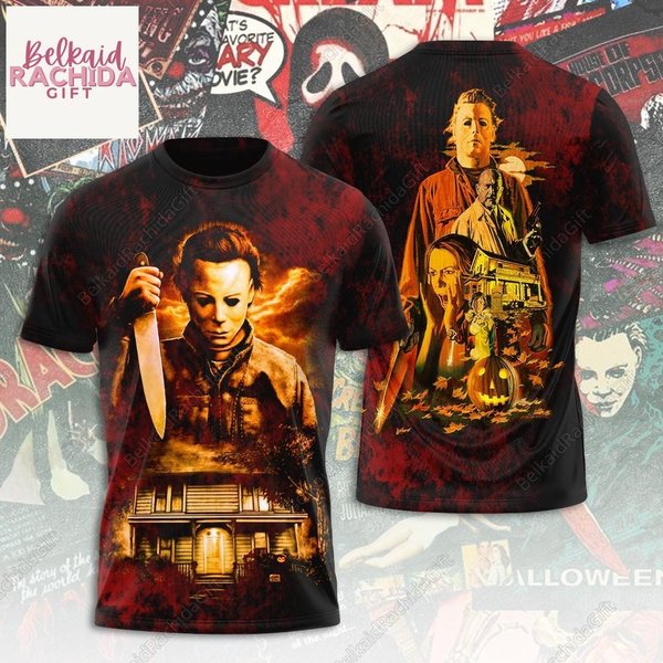 Halloween Michael Myers Shirt, Pumpkin Halloween, Horror Characters T-Shirt, Scary Horror, Halloween Party Tee, 3D Shirt-image