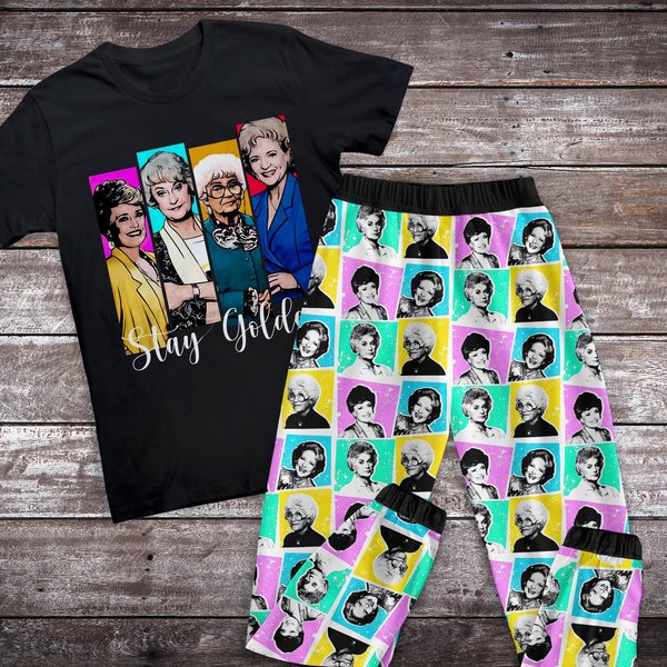 Stay Golden Pajamas Set, Personalized Family Pajamas, Family Christmas Pajamas Set.