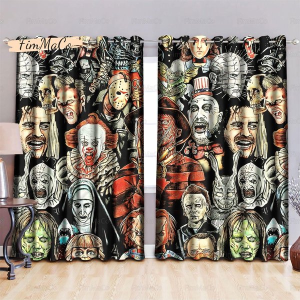 Horror Characters Window Curtain - Halloween Living Room Decor-image