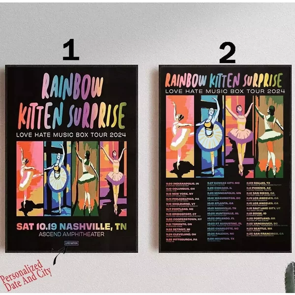Custom Rainbow Kitten Surprise - Love Hate Music Box Tour 2024 Poster-image