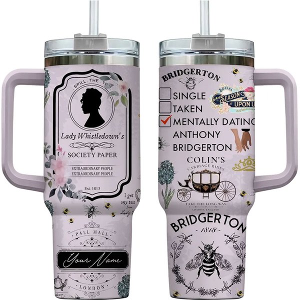 Custom Bridgerton Tumbler 40Oz With Handle, Lady Whistledown Tumbler-image