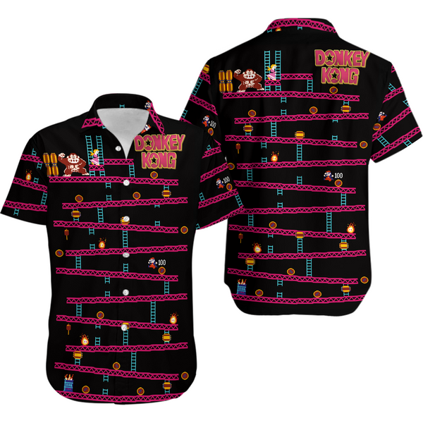 Donkey Kong Empire With All Hawaiian, Summer Party Shirt, Buttom Down Shirt-image