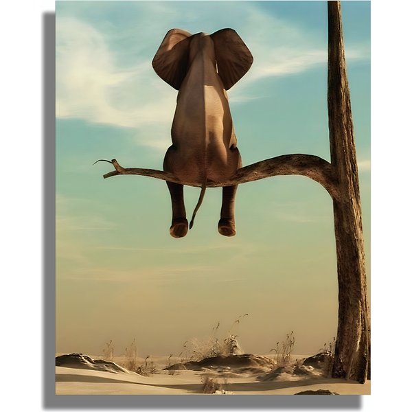 Elephant Sitting On A Branch Premium Matte Vertical Poster-image