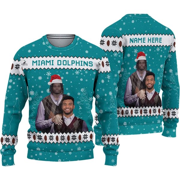 Tua Tagovailoa Tyreek Hill Miami Football Ugly Christmas Sweater-image