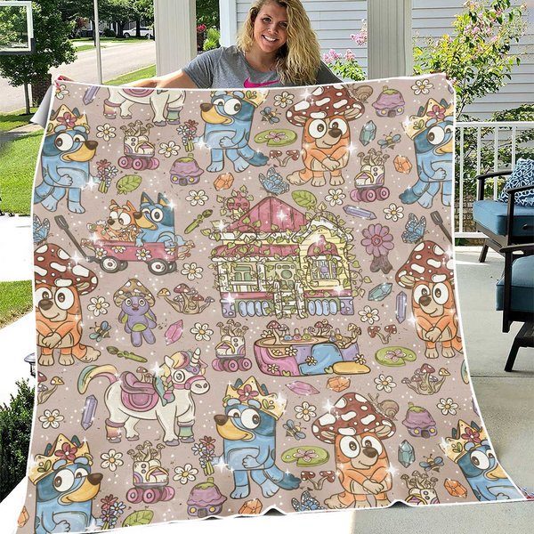 Magical Unicorse Blue Dog Minky Blanket-image