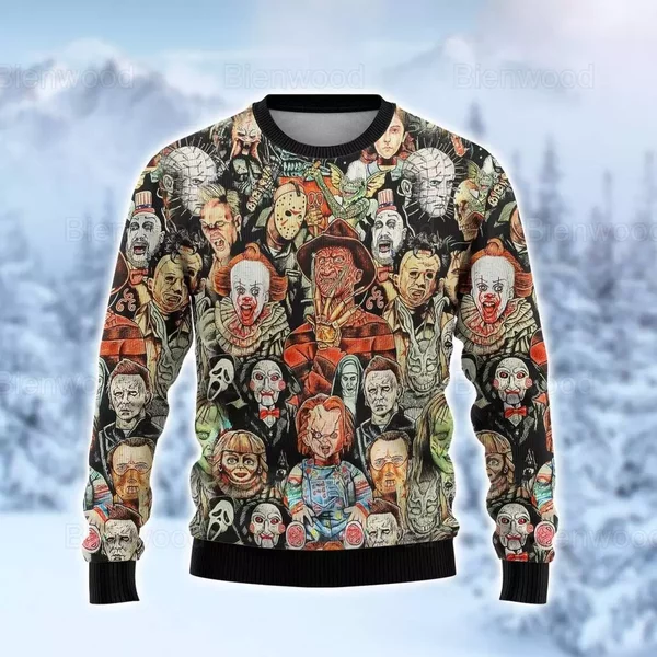 Halloween Ugly Christmas Sweater, Horror Movie Sweater-image