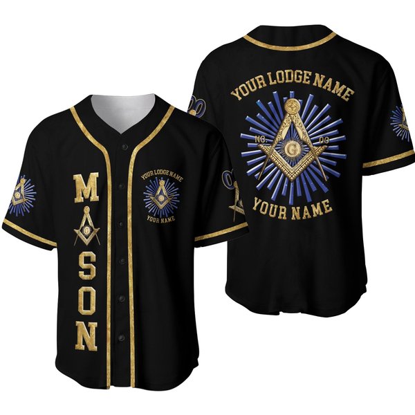 Freemason Symbol Custom Lodge Name And Number Baseball Jersey-image