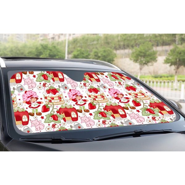 Vntage 80s Cartoon Strawberry Shortcake Car Sun Shade