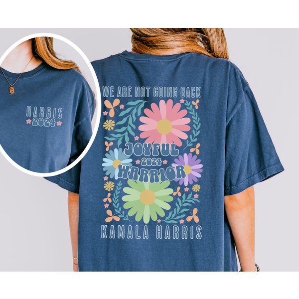 Joyful Warrior Kamala Harris 2024 Shirt, Boho Madam President Wildflower Shirt-image