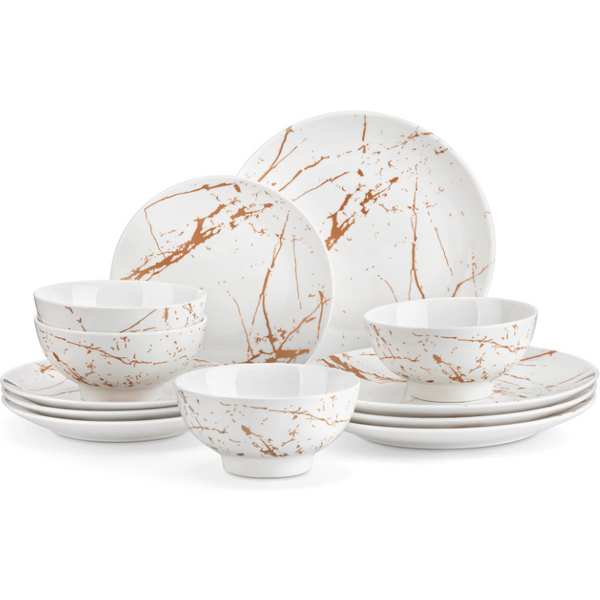 Corelle Splendor, White And Red Round 12-Piece Dinnerware Set-image