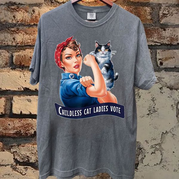 Vintage Childless Cat Ladies Vote Shirt-image