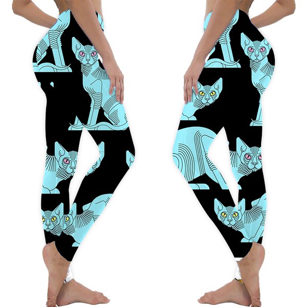 Unique Sphynx Cat Print Leggings - Yoga Pants For Cat Lovers Fun Yoga Pants