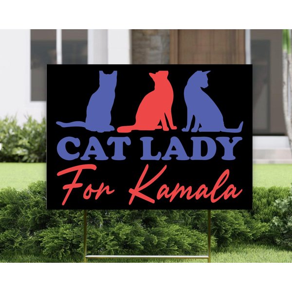 Cat Lady For Kamala Yard Sign, Cat Ladies For Harris Walz Yard Sign-image