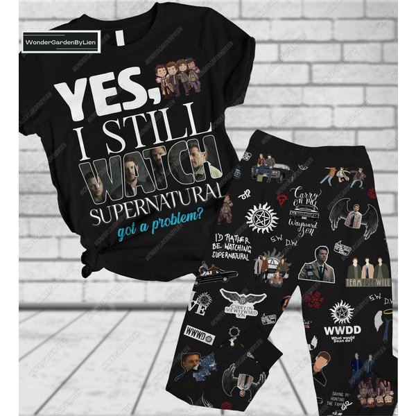 Supernatural Pajamas Set With T-Shirt-image