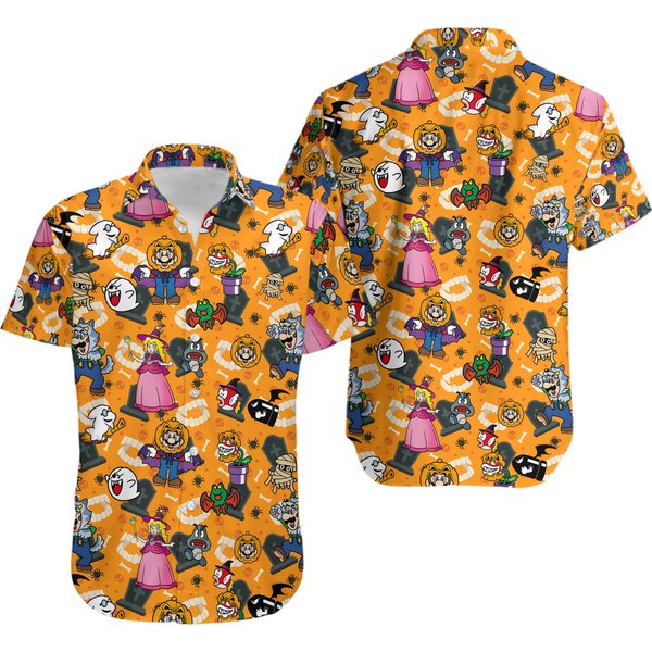 Halloween Super Mario Shirt, Mario Hawaiian Shirt, King Boo Hawaiian Shirt-image