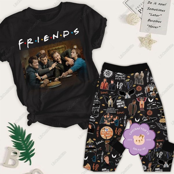 Halloween Supernatural T-Shirt, Supernatural Friends Pajamas Set, Tv Series Pajamas-image