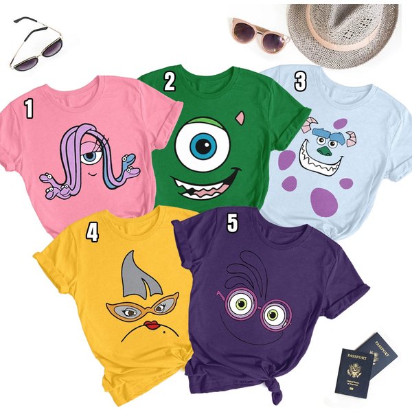 Characters Matching Family Shirt, Funny Costume Shirt, Monsters Face Costume Matching Shirt-image