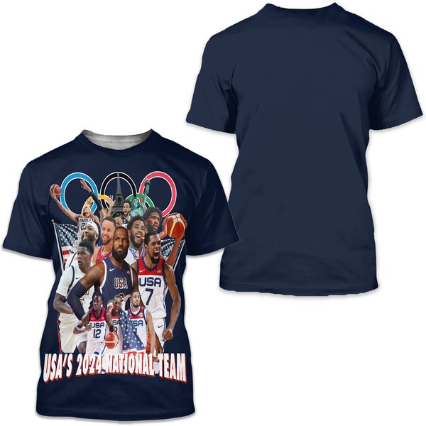 Limited Usa Dream Team Basketball Olympics T-Shirt Paris 2024, Basketball-image
